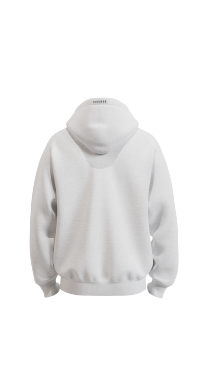 Back view of the Grey BIVERSE 23' hoodie on a black background.