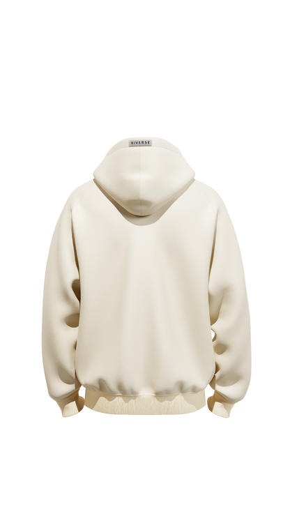 Back view of the Beige BIVERSE 23' hoodie on a black background.