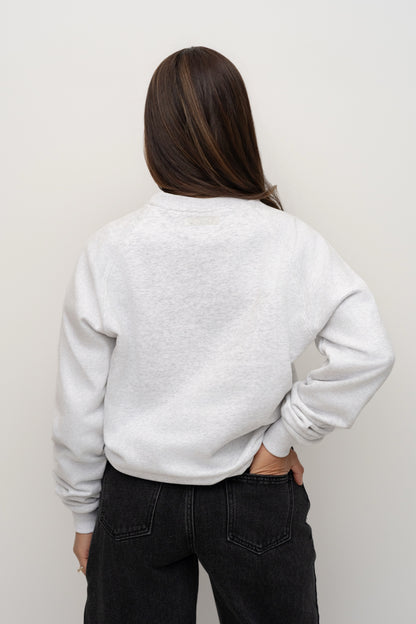 Back view of the Smoke light grey BIVERSE crewneck on a model.